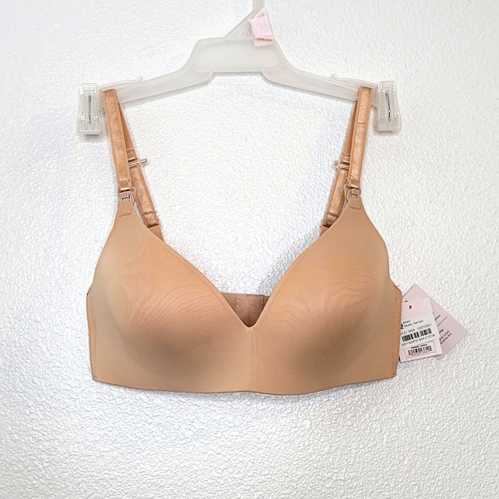Auden Tan Wireless Lightly Lined Nursing Bra NEW Front Release Clips Size 34D
